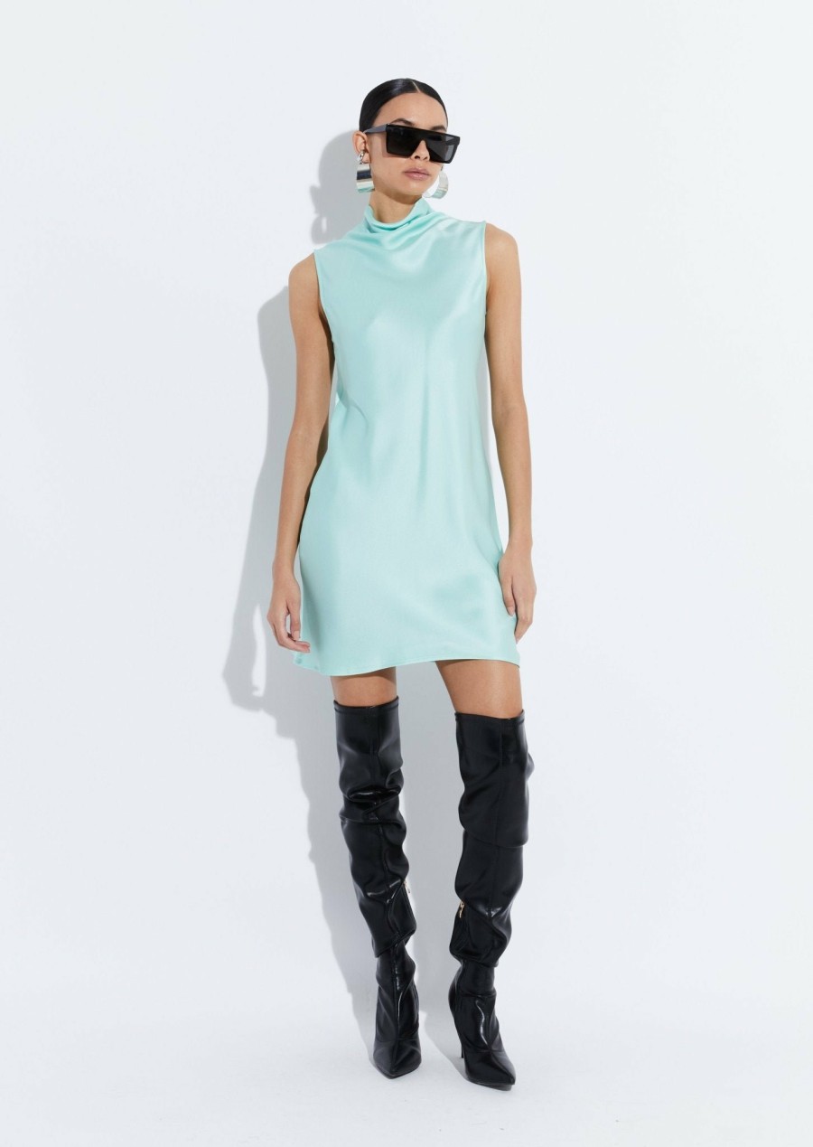 Dresses LAPOINTE | Satin Sleeveless Dress Seafoam