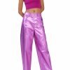 Bottoms LAPOINTE | Metallic Denim Slouchy Pant Neon Purple