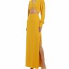 Dresses LAPOINTE | Crepe Deep V Cut-Out Dress Mustard