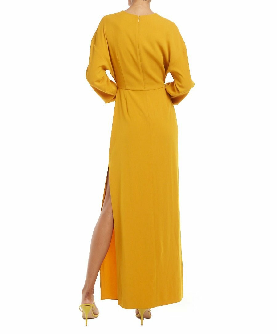 Dresses LAPOINTE | Crepe Deep V Cut-Out Dress Mustard