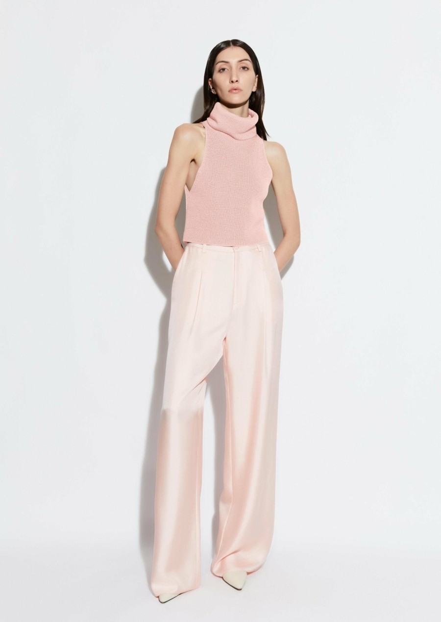 Bottoms LAPOINTE | Silky Twill Relaxed Pleated Pant Light Pink