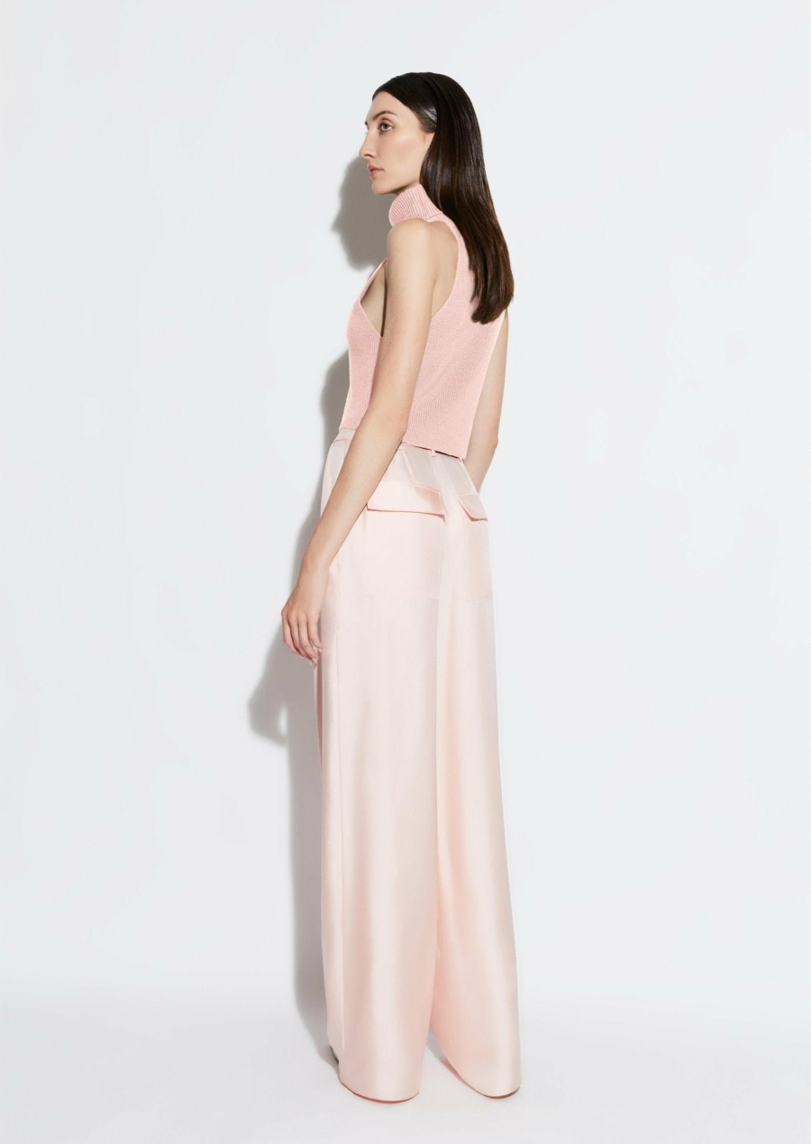 Bottoms LAPOINTE | Silky Twill Relaxed Pleated Pant Light Pink