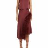 Feathers|Bottoms LAPOINTE | Feather Asymmetrical Midi Skirt Merlot