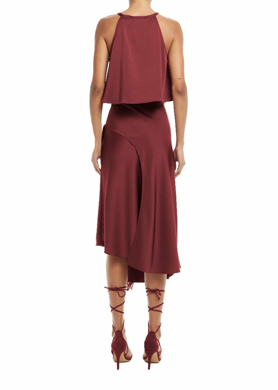 Feathers|Bottoms LAPOINTE | Feather Asymmetrical Midi Skirt Merlot