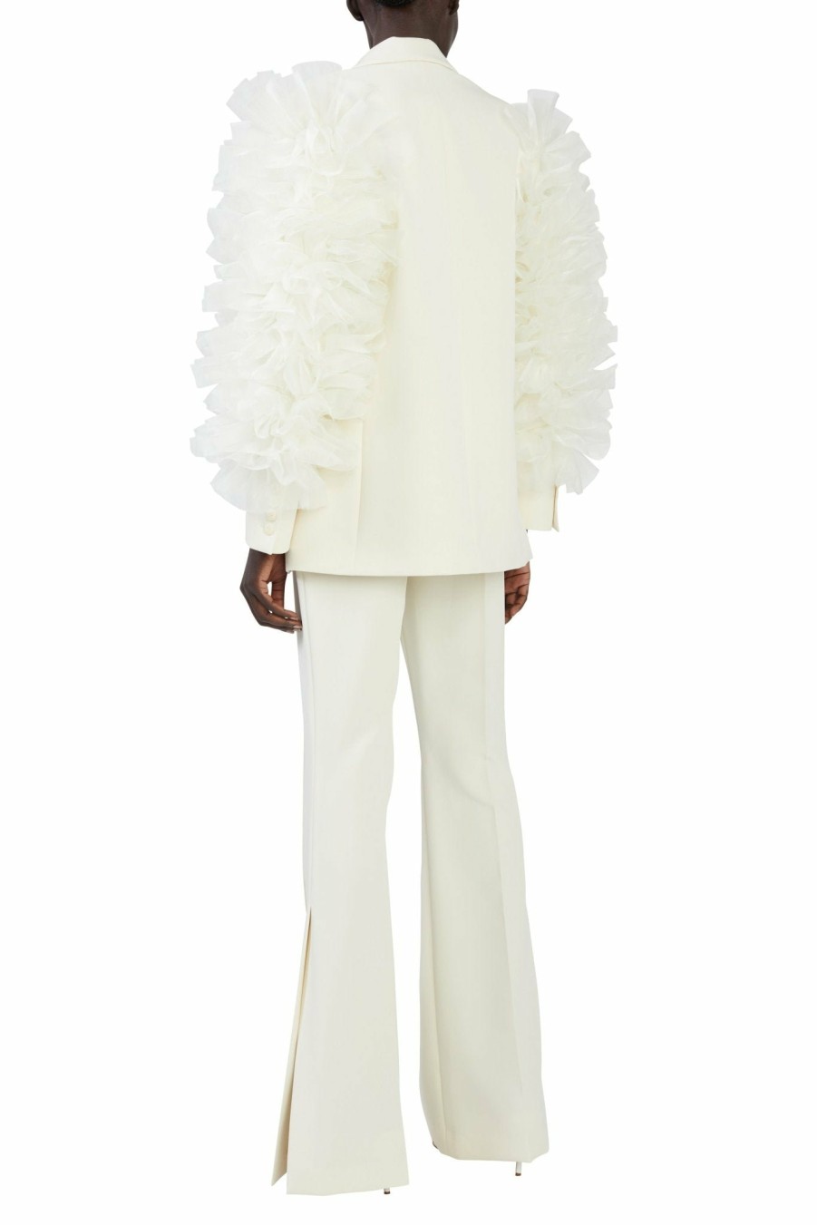 Jackets|Bridal LAPOINTE | Matte Crepe Ruffle Poof Blazer Cream