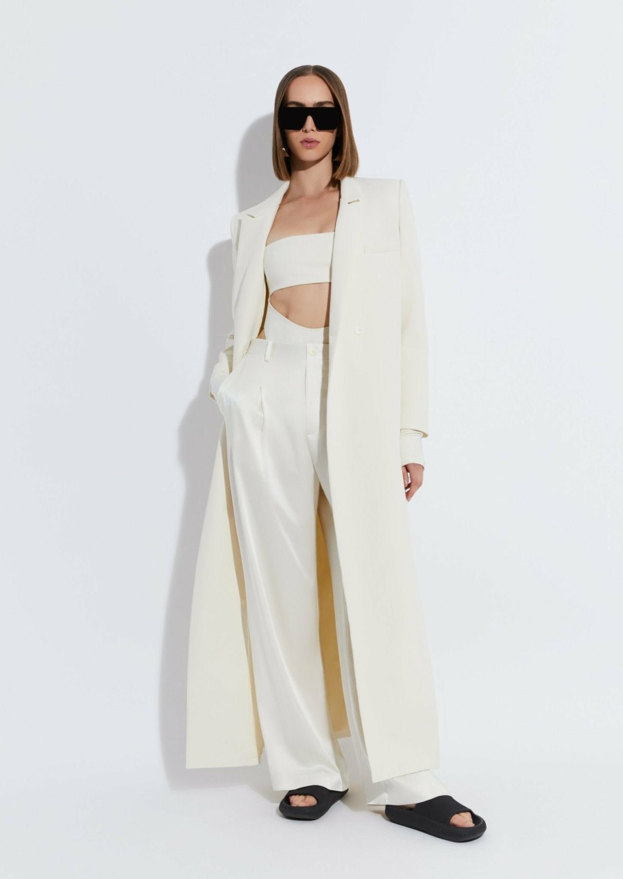 Bridal|Outerwear LAPOINTE | Matte Crepe Elongated Coat Cream