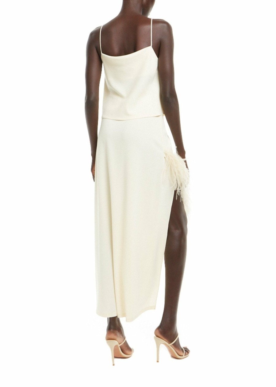 Feathers|Bottoms LAPOINTE | Crepe Feather Asymmetrical Skirt Cream