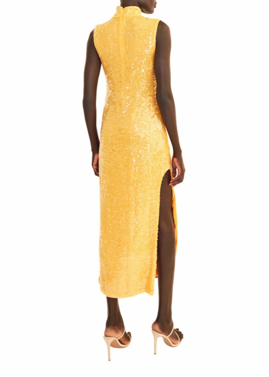 Dresses LAPOINTE | Sequin High Neck Sleeveless Dress Burnt Orange