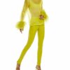 Feathers|Tops LAPOINTE | Organza Top With Feathers Chartreuse