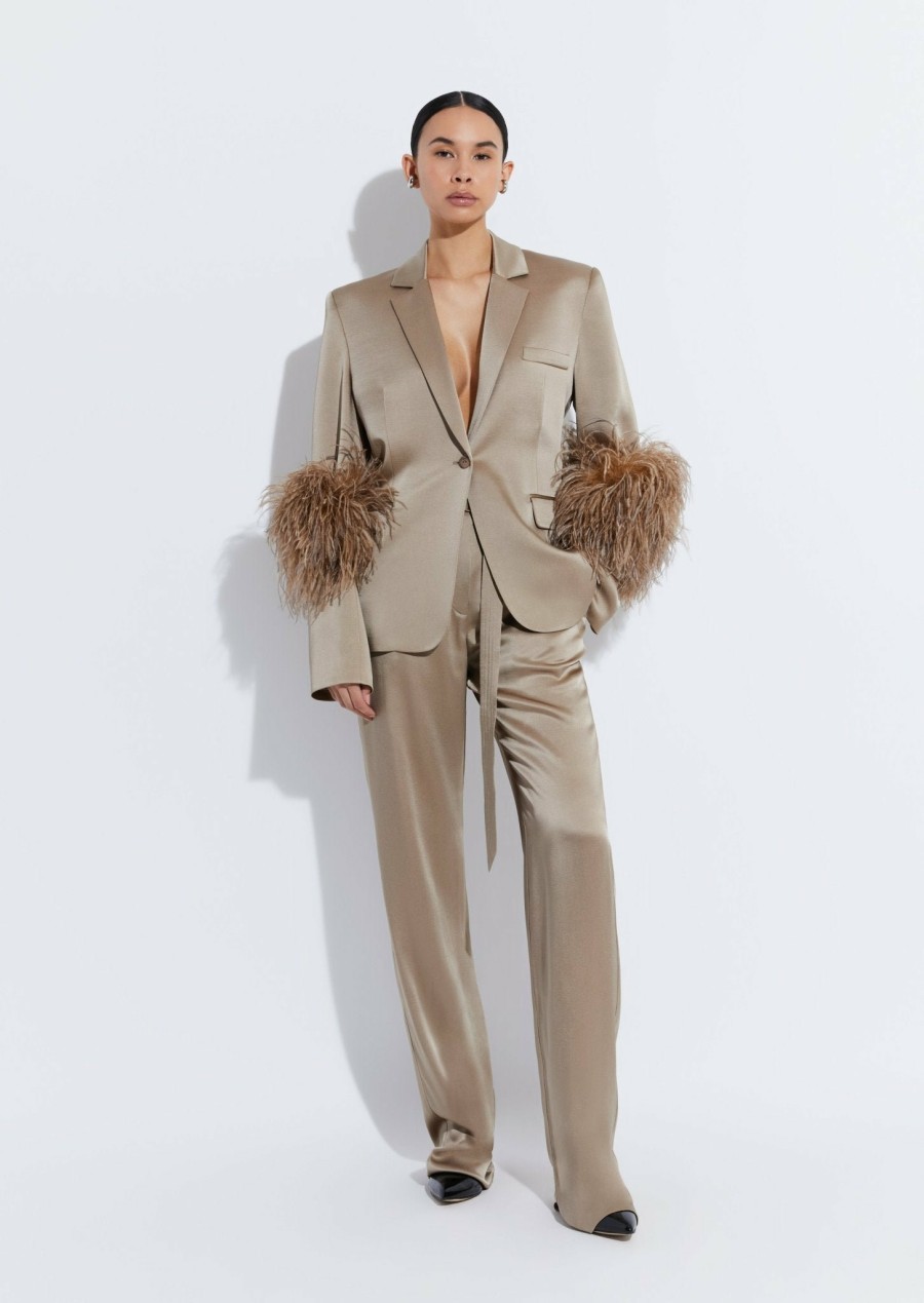 Jackets|Feathers LAPOINTE | Satin Blazer With Feathers Taupe