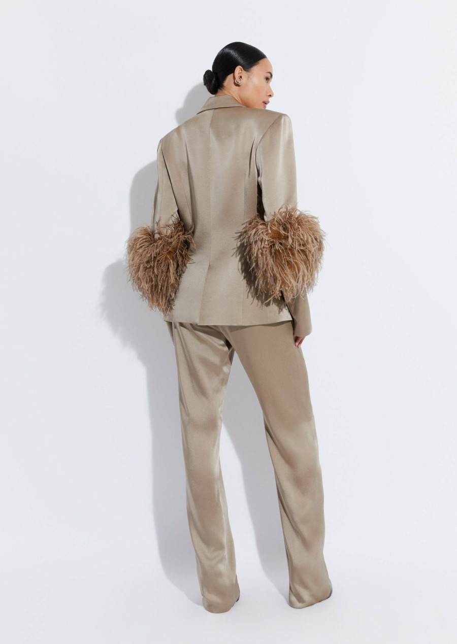 Jackets|Feathers LAPOINTE | Satin Blazer With Feathers Taupe