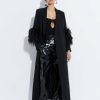 Feathers|Outerwear LAPOINTE | Matte Crepe Elongated Coat With Feathers Black