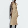 Dresses LAPOINTE | Satin Bias Belted Dress Taupe