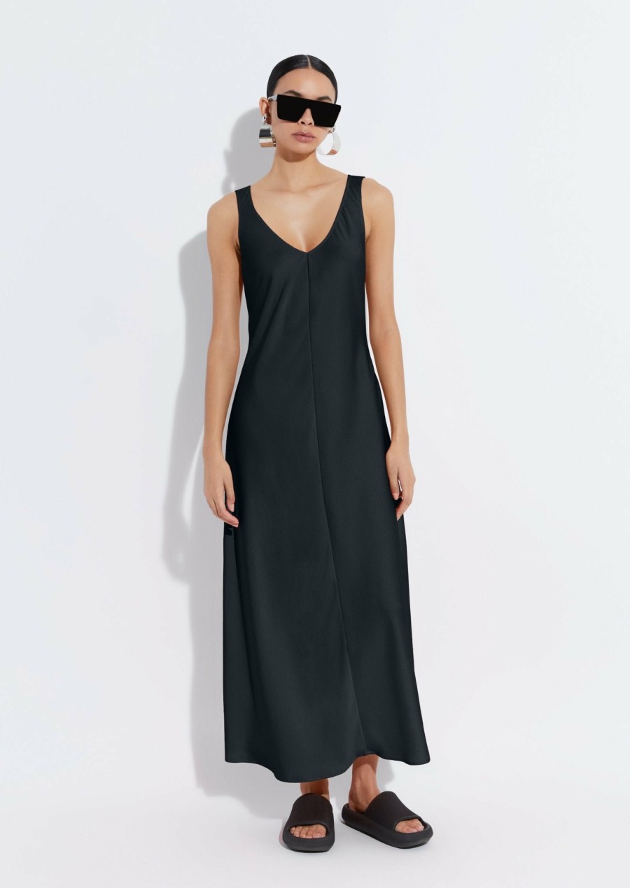 Dresses LAPOINTE | Satin Bias Maxi Dress Black