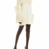 Feathers|Dresses LAPOINTE | Crepe Shift Dress With Feathers Cream