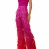 Feathers|Bottoms LAPOINTE | Organza Ombre Feather Embroidery Trouser Neon Purple