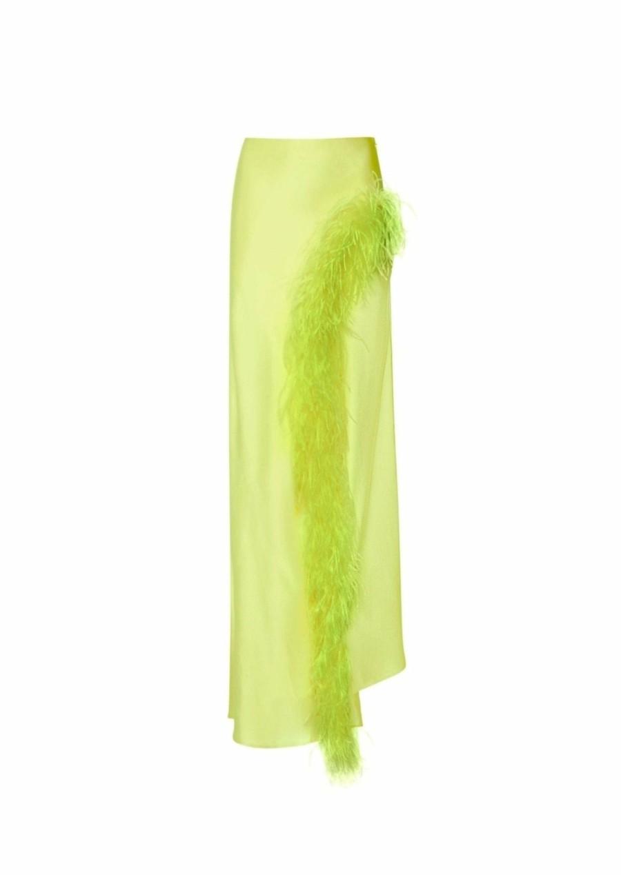 Feathers|Bottoms LAPOINTE | Feather Asymmetrical Skirt Lime