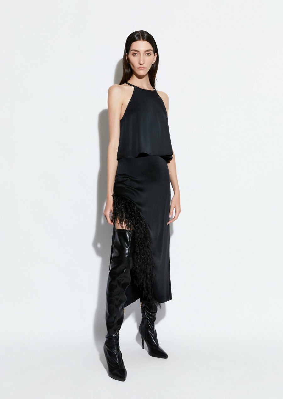 Feathers|Bottoms LAPOINTE | Feather Asymmetrical Skirt Black