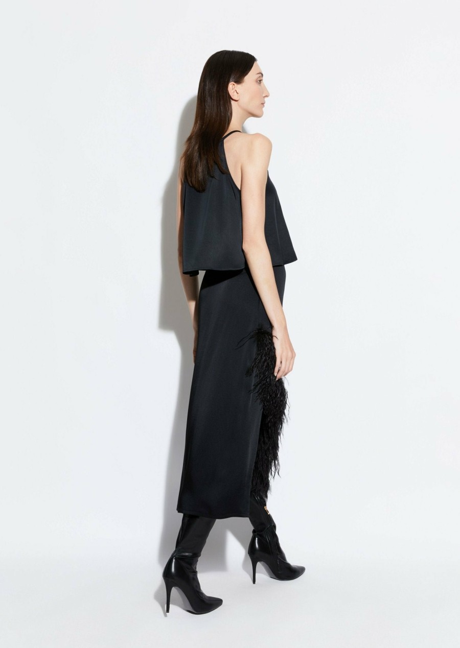 Feathers|Bottoms LAPOINTE | Feather Asymmetrical Skirt Black