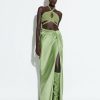 Bottoms LAPOINTE | Satin Asymmetric Maxi Skirt Olive