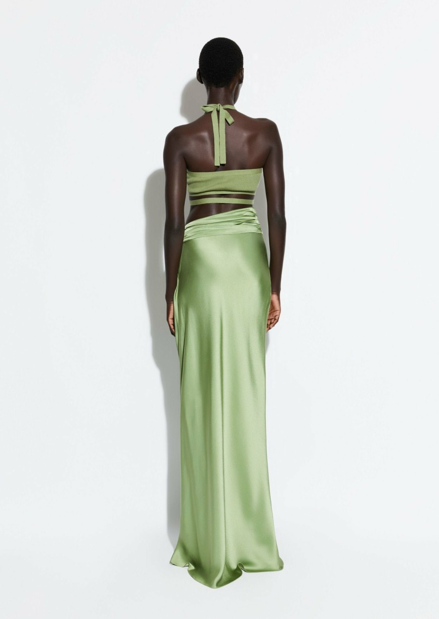 Bottoms LAPOINTE | Satin Asymmetric Maxi Skirt Olive