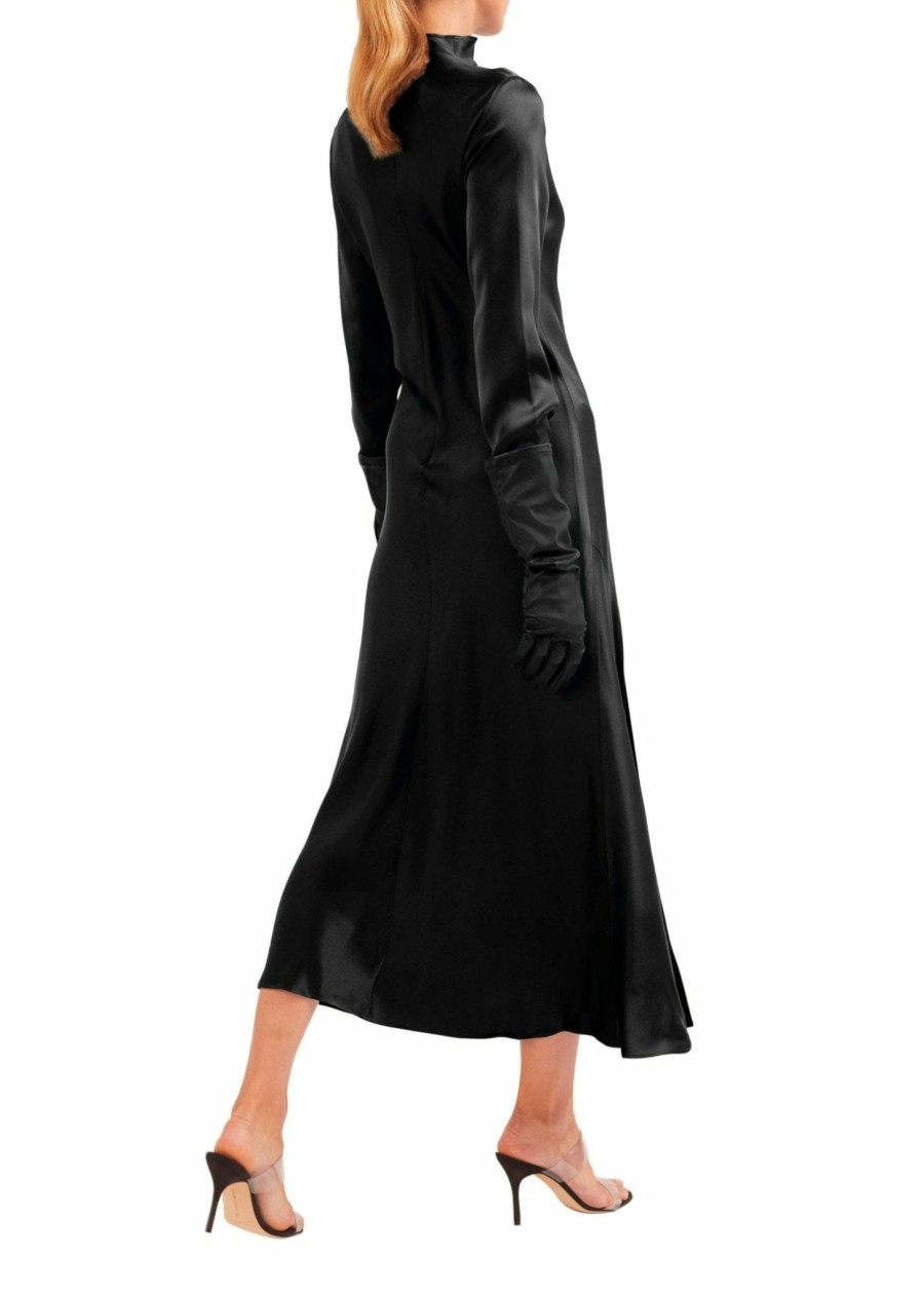 Dresses LAPOINTE | Satin Bias Dress With Slit Black