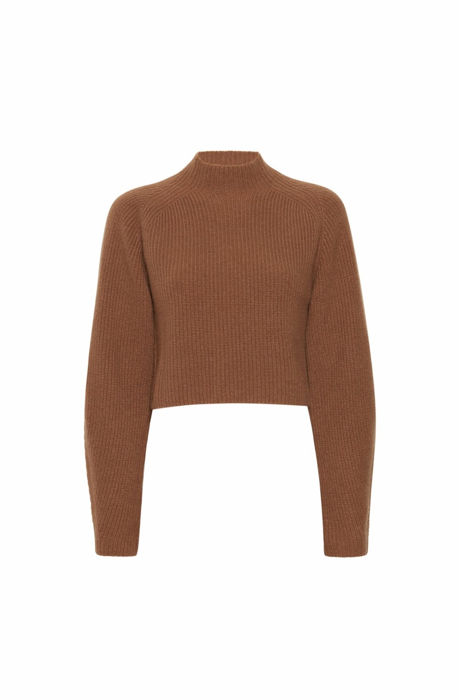 Knitwear|Tops LAPOINTE | Cashmere Silk Cropped Raglan Sweater Camel