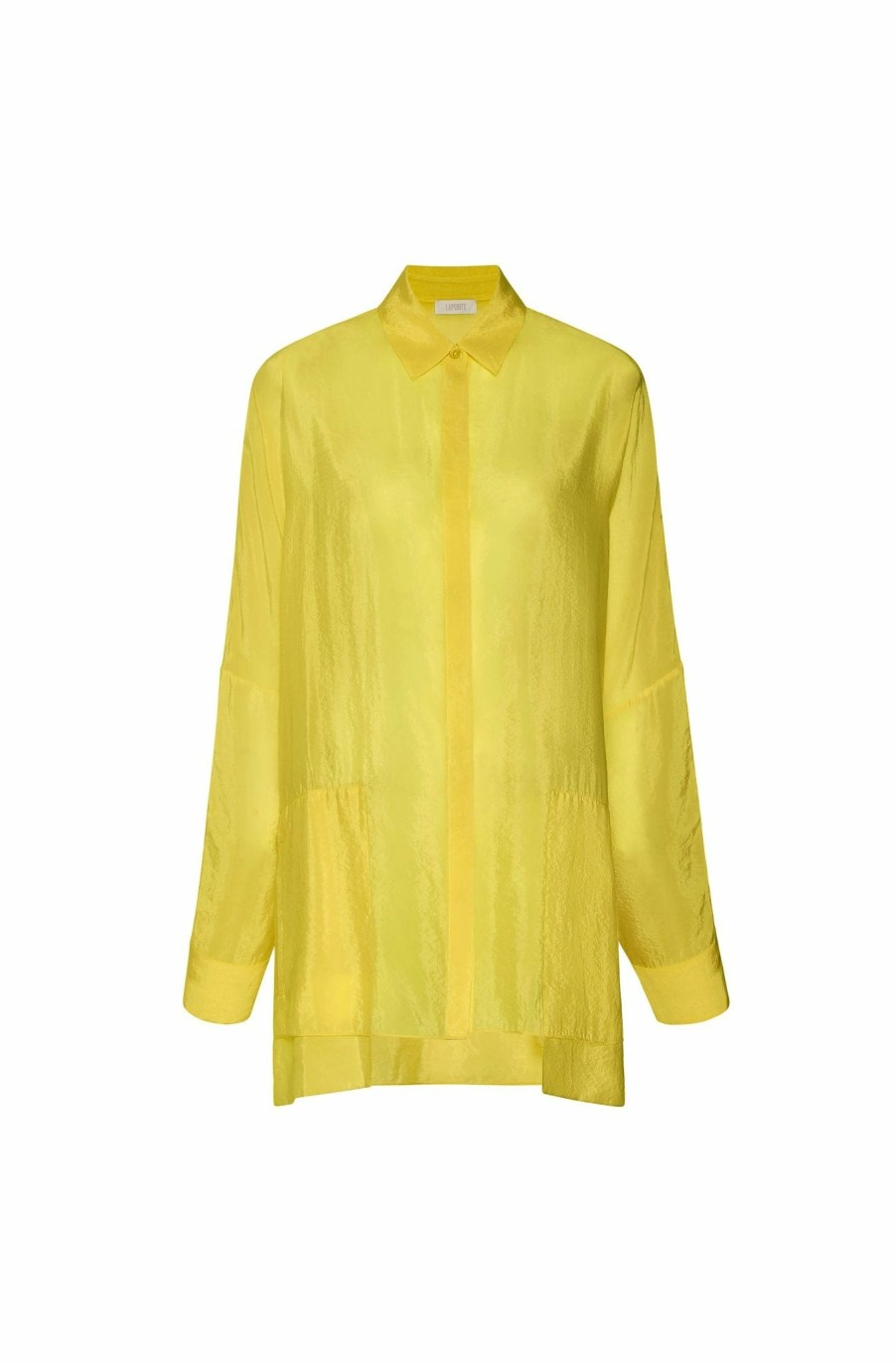 Tops LAPOINTE | Textured Sheer Cupro Oversized Shirt Chartreuse