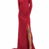 Dresses LAPOINTE | Satin Bias Tab Gown With Slit Cerise