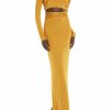 Dresses LAPOINTE | Jersey Longsleeve Cutout Wrap Dress Mustard