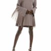 Dresses LAPOINTE | Crepe Shift Dress With Fringe Steel