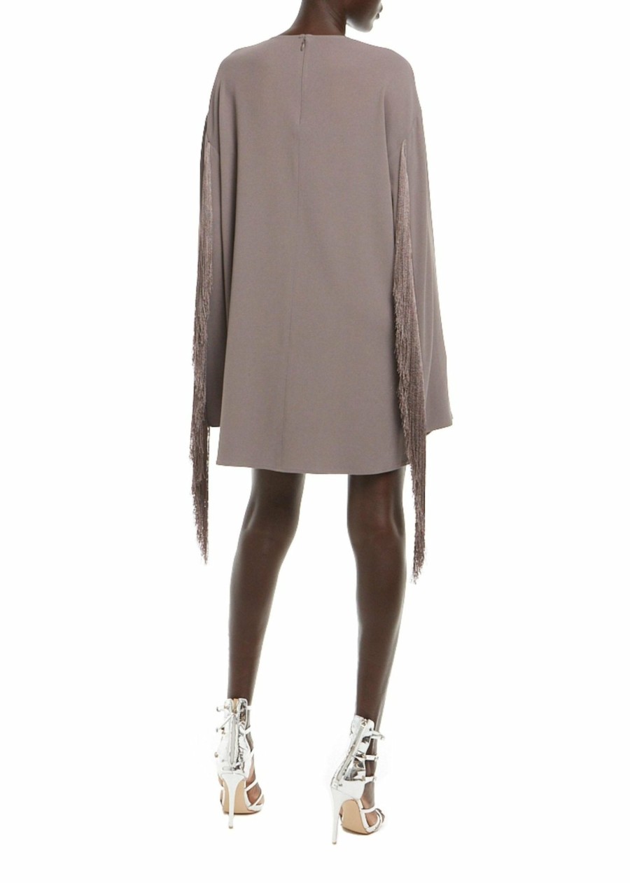 Dresses LAPOINTE | Crepe Shift Dress With Fringe Steel