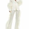 Jackets|Bridal|Feathers LAPOINTE | Satin Blazer With Feathers Cream