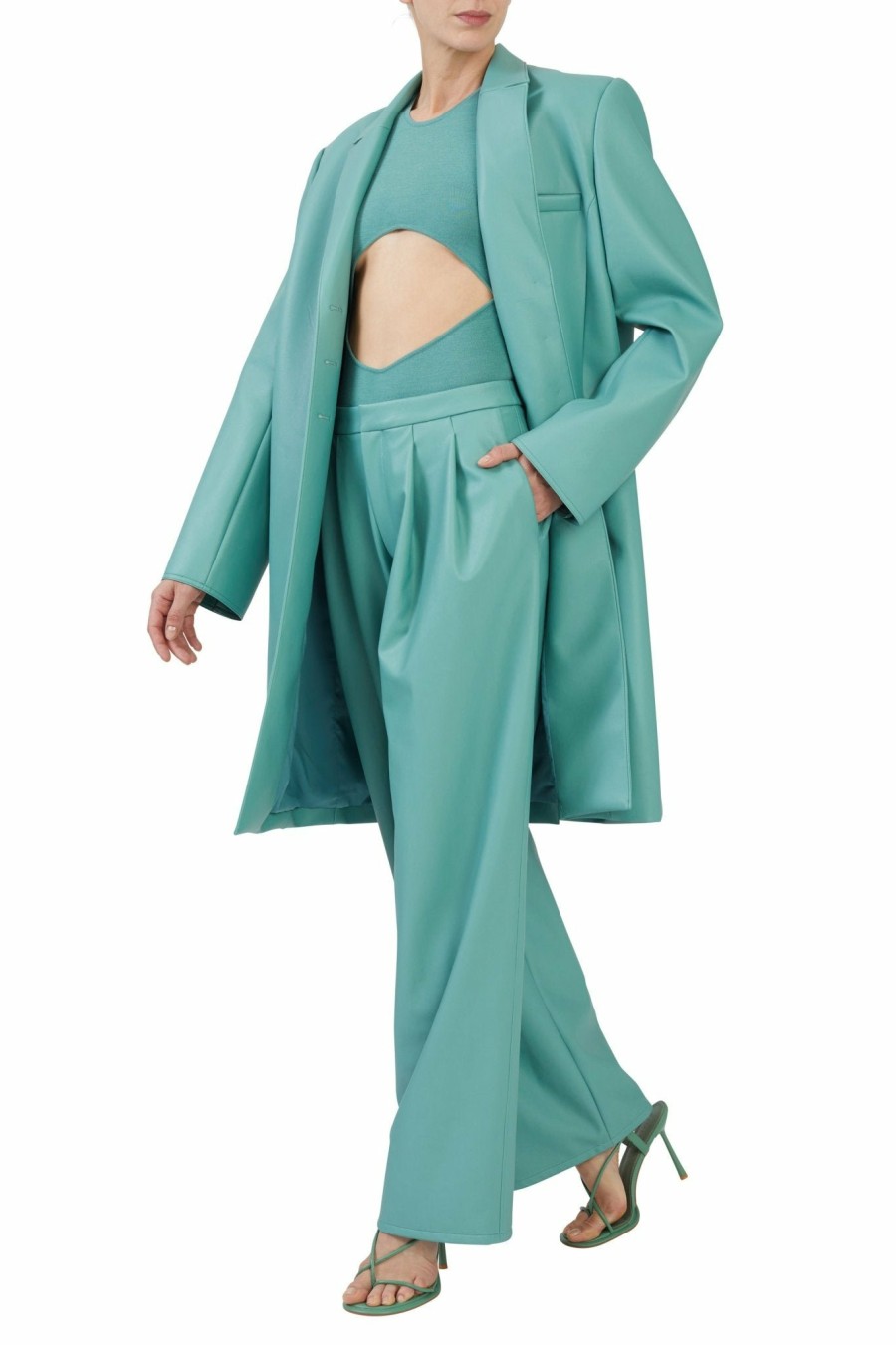 Outerwear LAPOINTE | Faux Leather Boxy Coat Sea Green