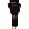 Knitwear|Feathers|Dresses LAPOINTE | Cotton Viscose Intarsia Feather Dress Black