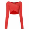 Tops LAPOINTE | Shiny Viscose Cropped Top Hot Coral