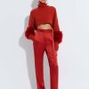 Bottoms LAPOINTE | Satin Belted Pant Carnelian