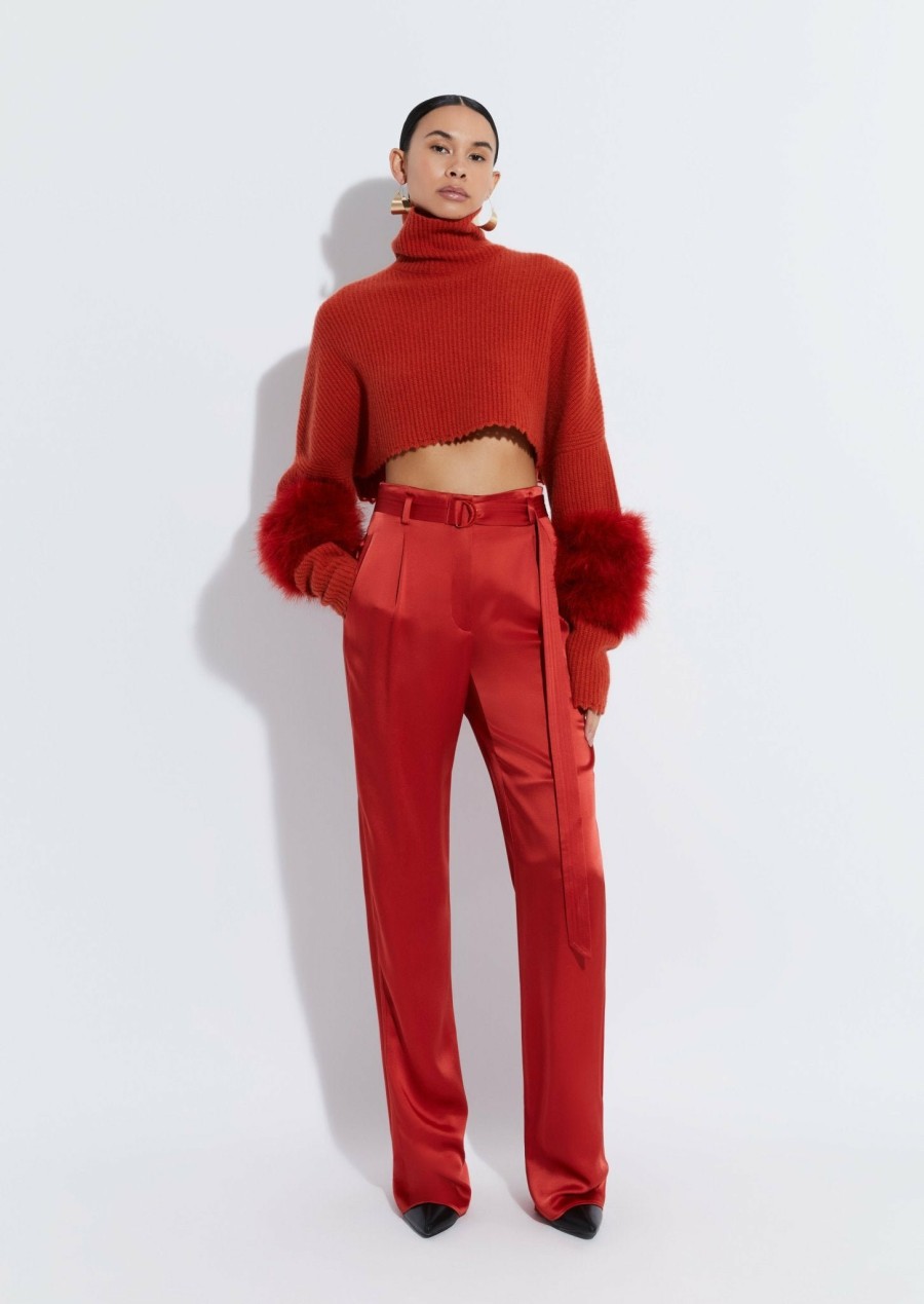 Bottoms LAPOINTE | Satin Belted Pant Carnelian