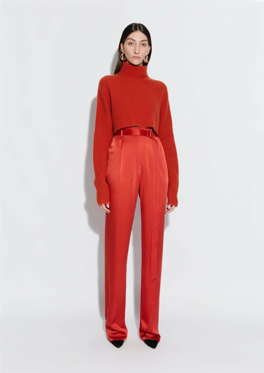 Knitwear|Tops LAPOINTE | Airy Cashmere Cropped Turtleneck Carnelian