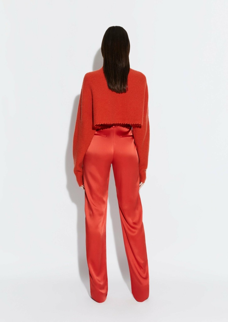 Knitwear|Tops LAPOINTE | Airy Cashmere Cropped Turtleneck Carnelian