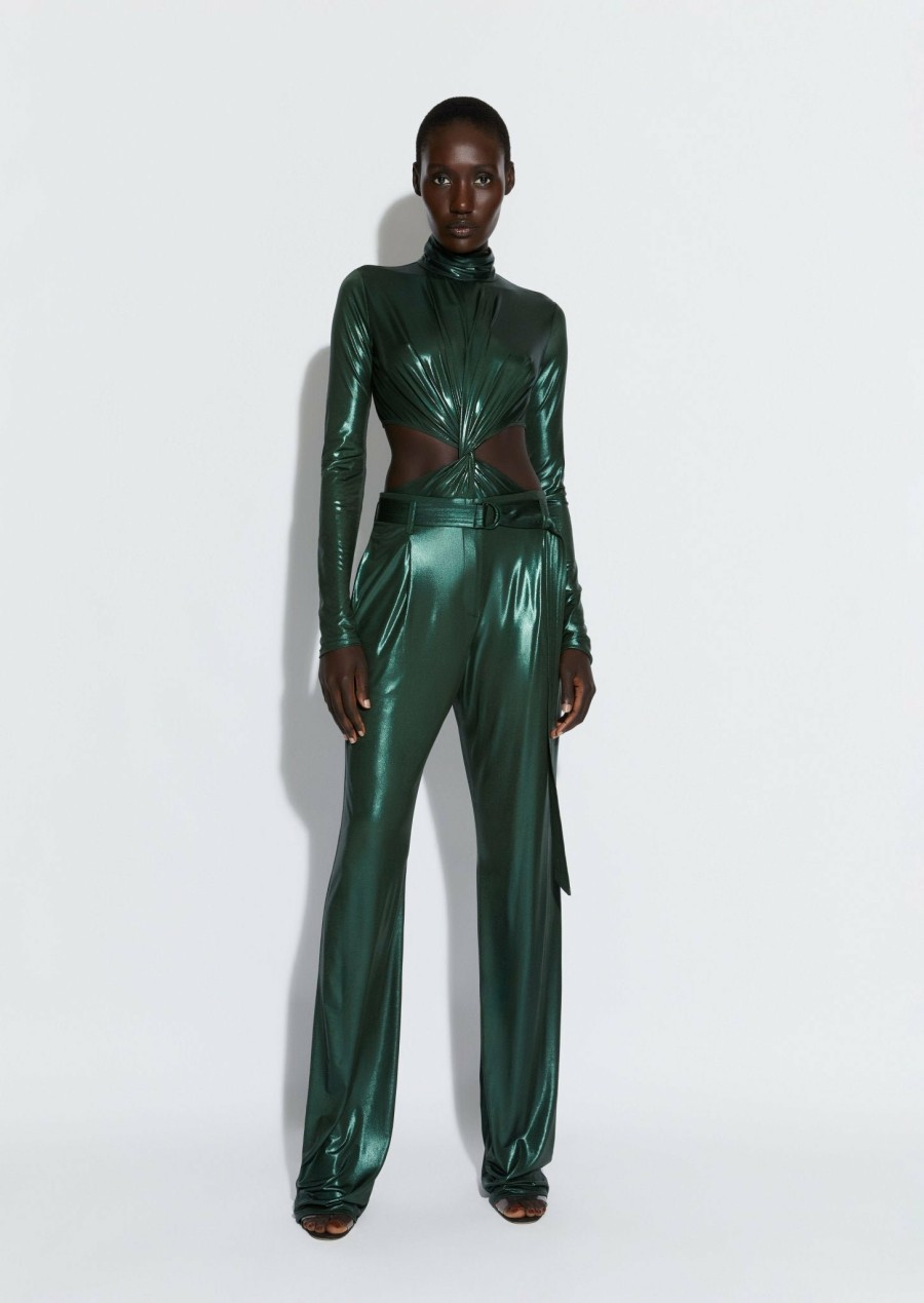 Tops LAPOINTE | Shiny Jersey Turtleneck Bodysuit Forest