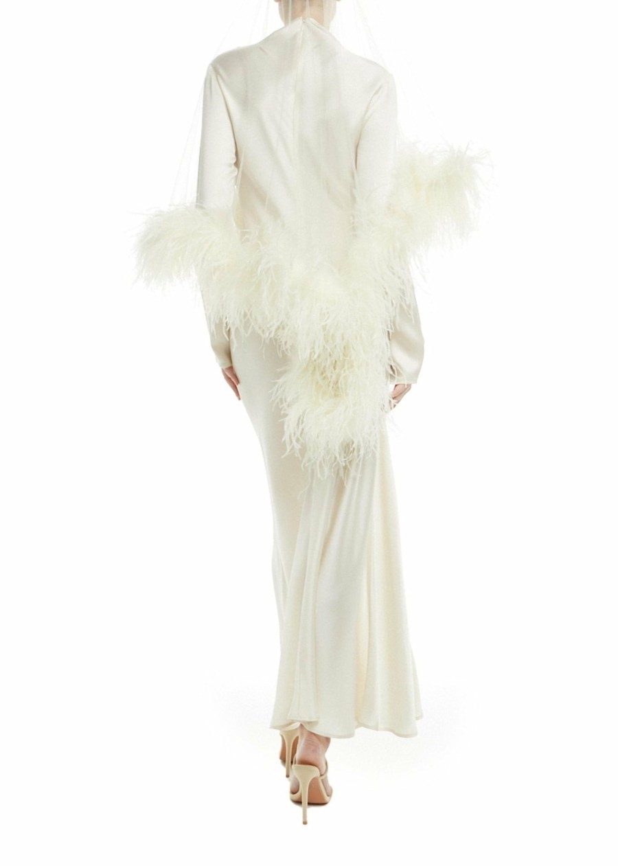 Bridal|Accessories|Feathers LAPOINTE | Short Tulle Veil With Feathers Cream