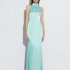 Dresses LAPOINTE | Satin Halter Open Back Gown Seafoam