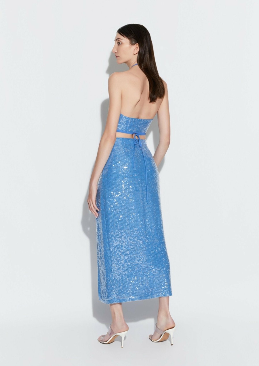 Bottoms LAPOINTE | Sequin Skirt With Slit Sky Blue