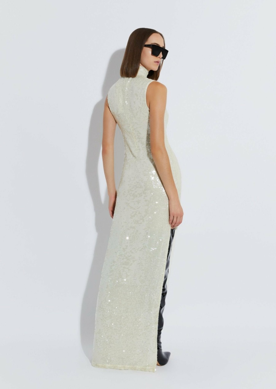 Bridal|Dresses LAPOINTE | Sequin High Neck Sleeveless Gown Cream