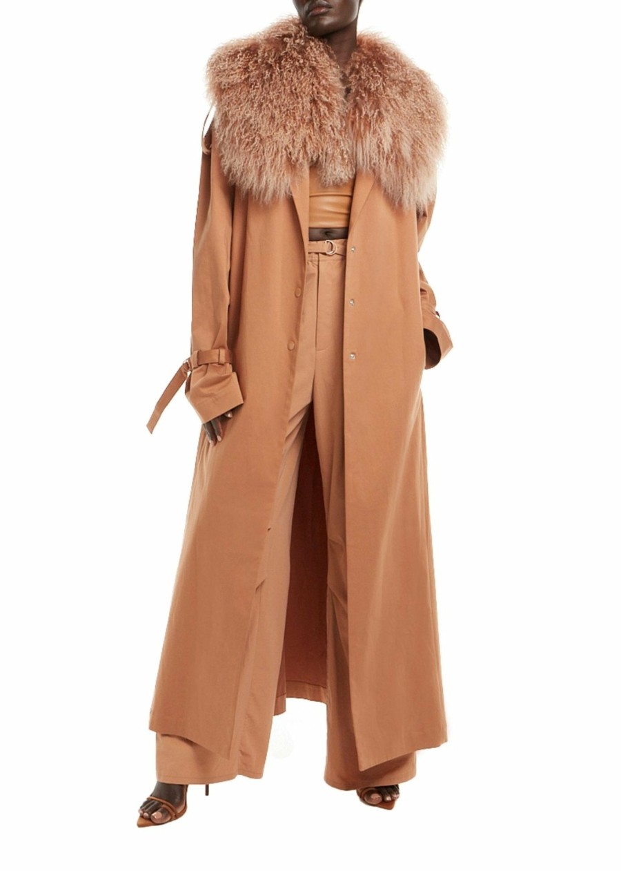 Outerwear LAPOINTE | Cotton Relaxed Trench With Shearling Sienna