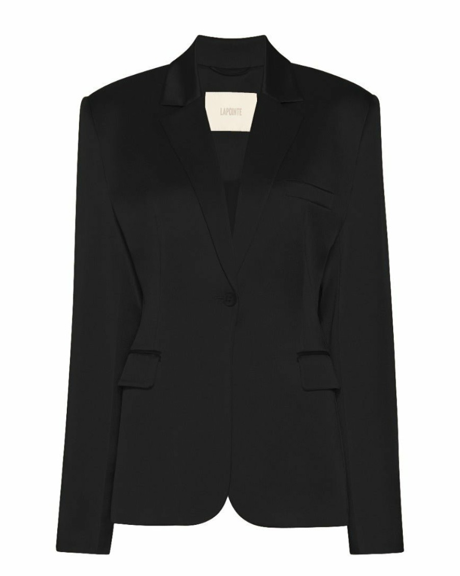 Jackets LAPOINTE | Satin Broad Shoulder Blazer Black