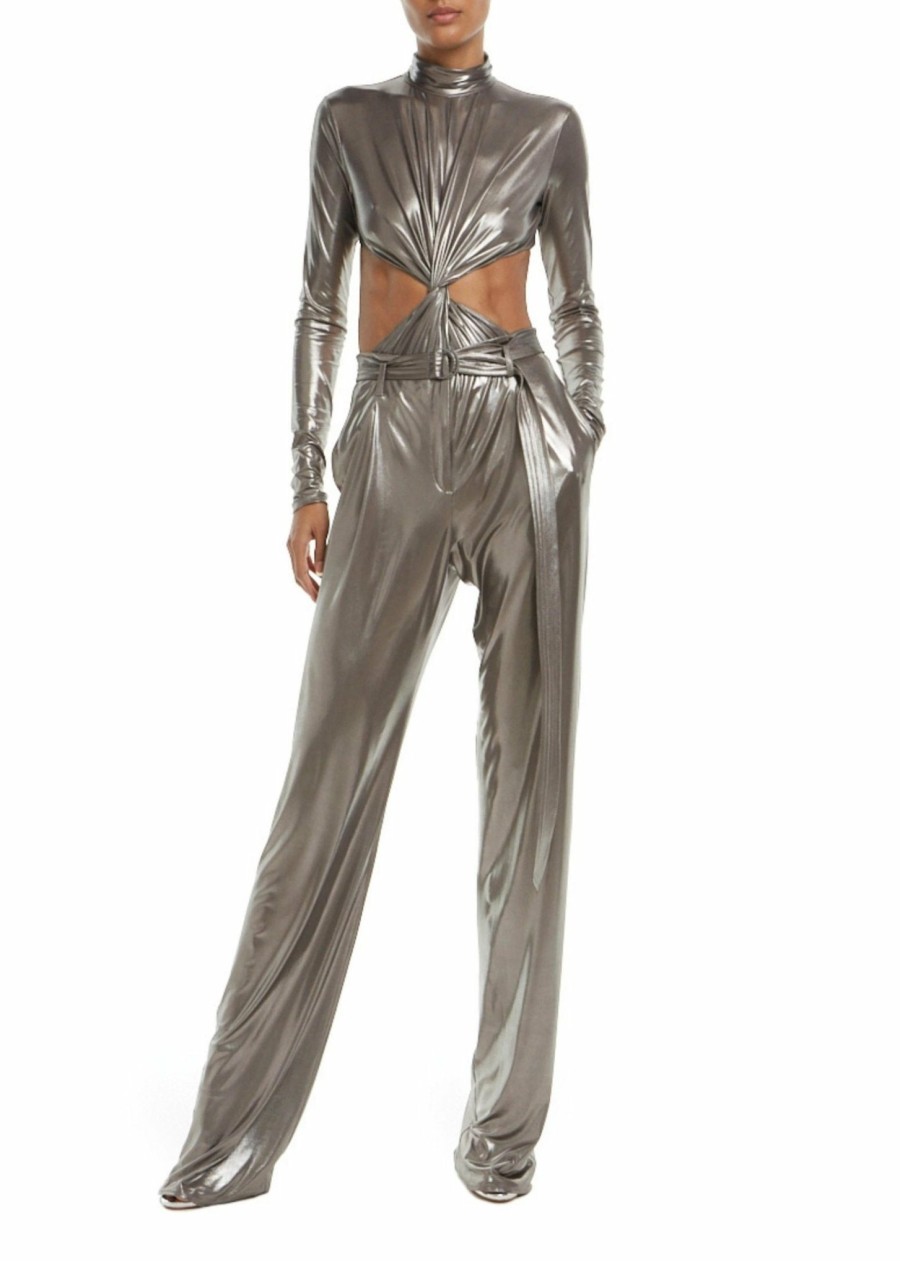 Tops LAPOINTE | Shiny Jersey Turtleneck Bodysuit Steel