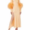 Feathers|Dresses LAPOINTE | Satin Bias Feather Dress With Slit Melon