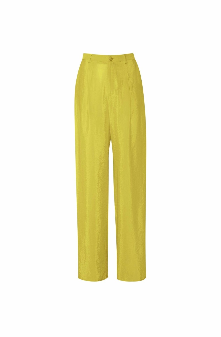 Bottoms LAPOINTE | Sheer Cupro Relaxed Pleated Pant Chartreuse